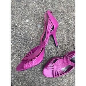 ELLE Womens Magenta Pink Strappy Cage Stiletto Heels Back Zip Size 8M MARIEL